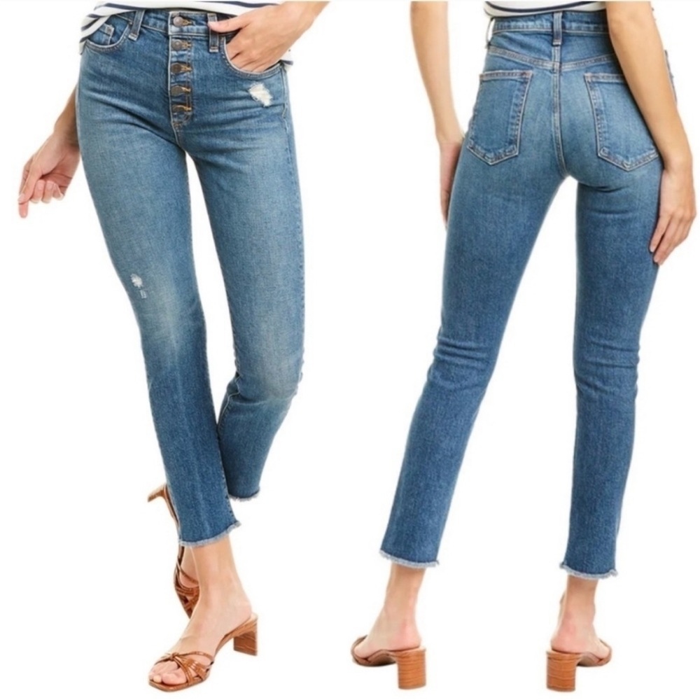 Veronica‎ Beard Faye 11" Skinny Jean High Rise Frayed Hem Terrain Wash Size 26